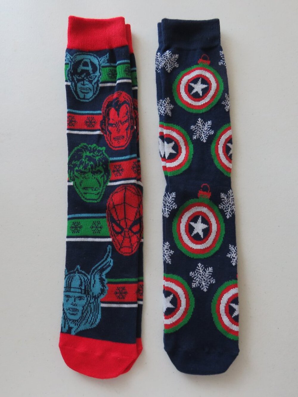 Marvel Themed Crew Socks Logo Unisex Socks Lot of 2
